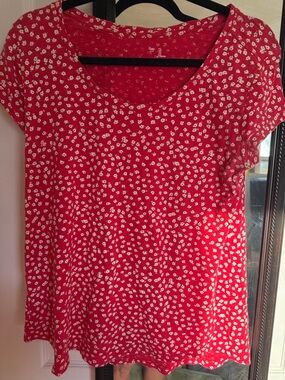 GAP Red Floral Scoop Neck Tunic large